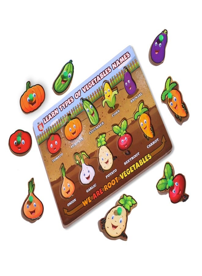 MABLE Vegetables Learning Puzzle for Kids | Educational Veggie Identification Cardboard Puzzle Board for Toddlers Age 2+ - Image 1